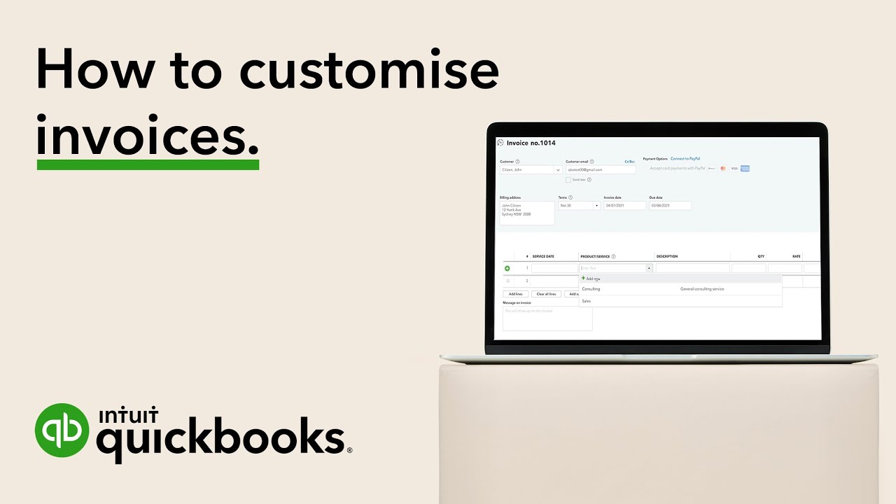 How to customize an invoice in QuickBooks Online